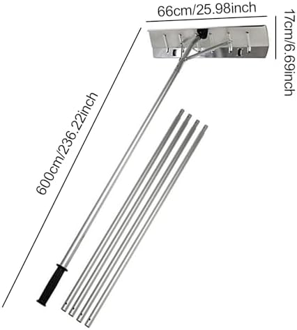 Heavy Duty Snow Rake, 5-Piece Pole System