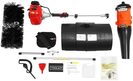2-in-1 Gas Powered Leaf Blower & Lawn Sweeper, 52CC 2.3HP Handheld Backpack Blower/Sweeper with 20.47-Inch Brush, 1700W Snow Blowers for Yard, Driveway, Sidewalk Debris Cleaning, 8500RPM