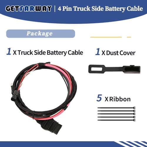 42014 4 Pin Battery Cable Truck Side Compatible with Fisher Western Snowex V-Blade Straight Blade, Expandable Plows