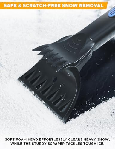 EcoNour 62" Extendable Snow Broom with Ice Scraper | Dual-Function Head