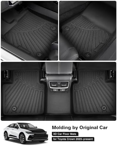 Powerty Floor Mats for 2023 2024 2025 2026 Toyota Crown All Weather 3D TPE Anti-Slip Car Liners for 1st & 2nd Row Accessories