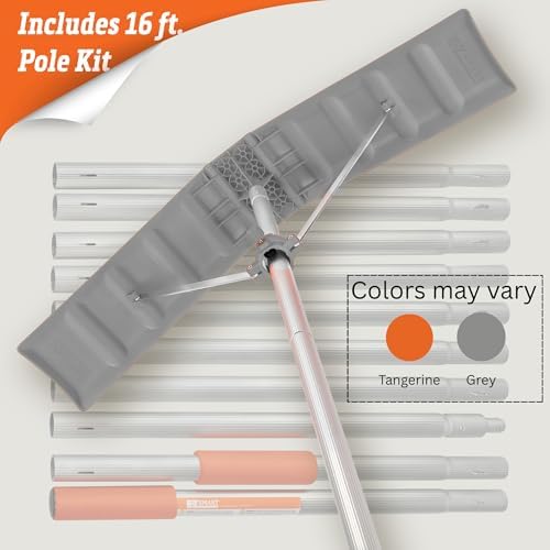 EZ Smart Patented Adjustable Snow Roof Rake with 16 ft Pole
