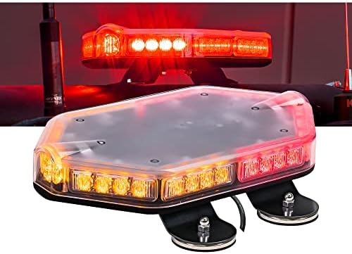 LAMPHUS NanoFlare 12 Inch 40W Amber Red LED Strobe Light Bar For Trucks