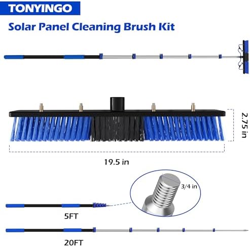 25 FT Reach Solar Panel Cleaning Brush Kit with Telescopic Pole