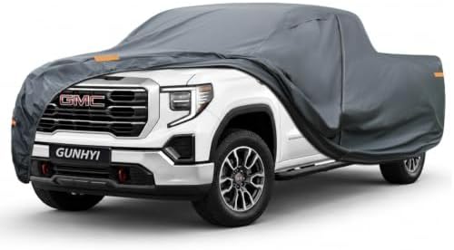 GUNHYI Premium Truck Cover Custom Fit GMC Sierra 1500 Crew Cab Short Bed, 16 Layers Heavy Duty Truck Cover Waterproof All Weather with Zipper Door for Sun Rain Snow Dust Uv Protection