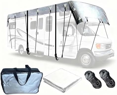 Wider 3.3m/10.83ft Rv Covers 210D Oxford Cloth Rv Covers Wind, Rain and Snow Proof with 2 Extra Straps Grey-39.9 x 10.8 ft
