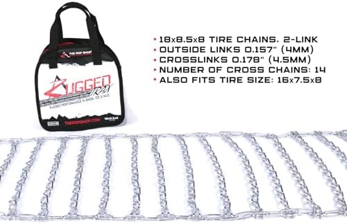 The ROP Shop Pair of 2 Link Tire Chains & Tensioners 18x8.5x8