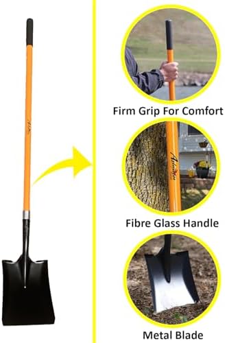Ashman Heavy-Duty Transfer Shovel (6 Pack) with 47-Inch long Durable Handle and Blade- Ideal for Construction, Landscaping, Gardening, and Snow Removal- Durable, Rust-Resistant, and Multipurpose Scoop