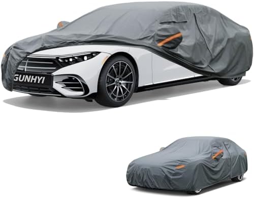 GUNHYI Premium Car Cover Custom Fit Mercedes-Benz EQS, 16 Layers Heavy Duty Car Cover Waterproof All Weather with Zipper Door for Sun Rain Snow Dust Uv Protection