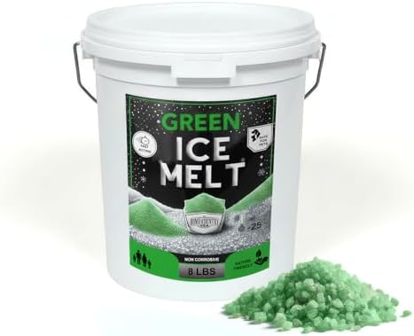 Green Ice Melt -25°F Effective, Pet Safe Eco-Friendly De-Icer, Fast-Acting Granules for Driveways, Walkways & Entryways, 8 lb Pail