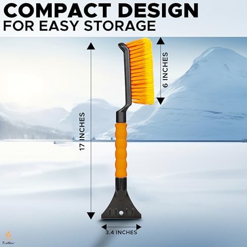EcoNour 17" Snow Brush & Ice Scraper for Car Windshield with Soft Foam Grip