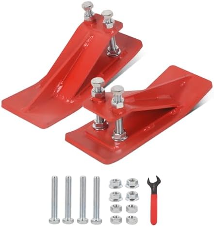 Doppy 2Pcs Tractor Bucket Edge Protector, 3/8'' Thick Snow Skid Tamer, Double Hex Lock Nuts & Bolts Included for Snow Removal, Leaves, Gravel Spreading,Red
