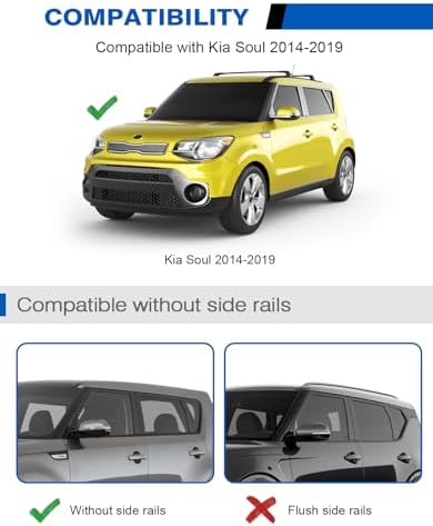 Wonderdriver 330lbs Roof Rack Cross Bars for Kia Soul 2014-2019
