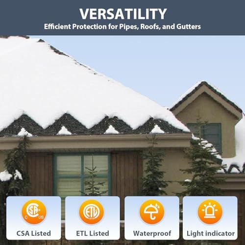 HEATIT HIRD 80 feet 5 Watts Per Foot Roof & Gutter Snow De-Icing Cable & Downspout Hanger