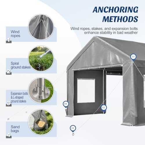 12x20ft Heavy Duty Carport Portable Garage Car Canopy with All-Season Tarp