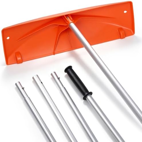Outvita 18.4FT Snow Roof Rake, 24 in PP Plastic Blade with Wheels, Orange