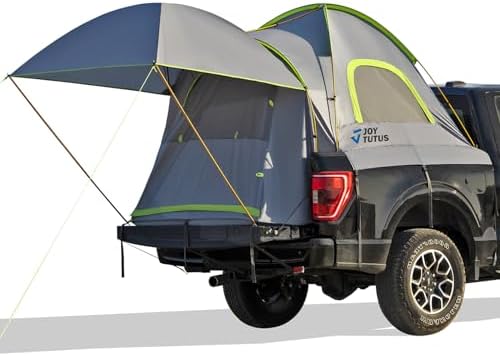 JOYTUTUS Pickup Truck Tent 6.5ft Bed Tent with Removable Awning, Waterproof PU2000mm Double Layer for 2 Person, Portable Truck Bed Tent - Green, Aluminum Pole