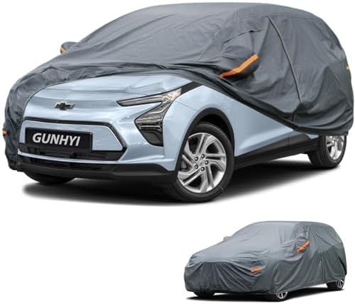 GUNHYI Premium Car Cover Custom Fit Chevrolet Bolt EV, 16 Layers Heavy Duty Car Cover Waterproof All Weather with Zipper Door for Sun Rain Snow Dust Uv Protection