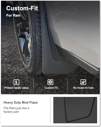 Kiwi Master No Drill Mud Flaps for 2019-2024 Dodge Ram 1500 Without Fender