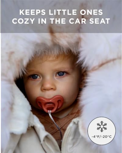 7AM Enfant Car Seat Covers - Cocoon Baby Cover for Boys & Girls, Rain & Snow Repellent, Breathable Windproof, Center Zipper, Universal Fit for Infant Car Seat (0-12M) (White Faux Fur)