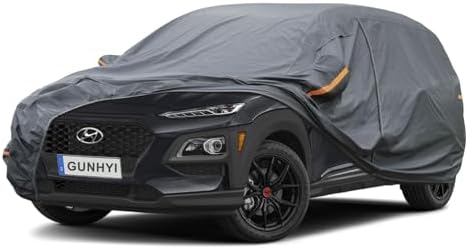 GUNHYI Premium Car Cover Custom Fit Hyundai Kona, 16 Layers Heavy Duty Car Cover Waterproof All Weather with Zipper Door for Sun Rain Snow Dust Uv Protection