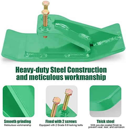 Tractor Bucket Protector(Upgraded Version), 2Pcs Ski Edge Protector, Turf Tamer Skid Protector with Grade8.8 Double Lock Nuts and Bolts, Heavy Duty Steel for Snow Removal Spreading Gravel,Green