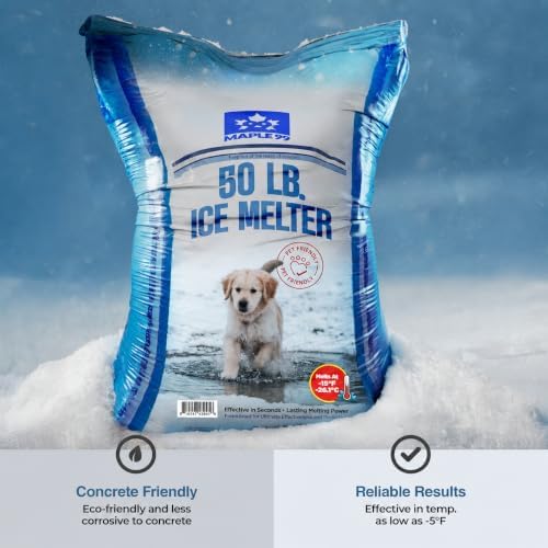 Maple99 Pet-Friendly Ice Melt, 50 lb Bag – Safer for Paws, Concrete & Lawns