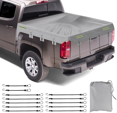 Mid-Size Truck Bed Tarp Cover for Tacoma/Ranger/Frontier 5Ft-5.3Ft Bed