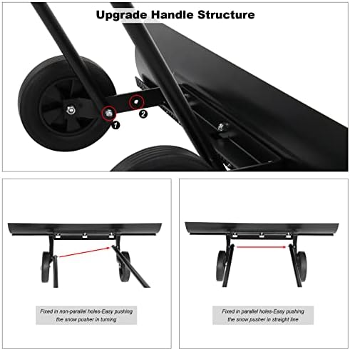TUFFIOM Snow Pusher Shovel for Driveway with Wheels, 29"/39" Wide Heavy Duty Push Snow Plow Shovel, Wheeled Rolling Snow Shovels for Removal Adjustable Angle & Height Handle (Black(39 inch))