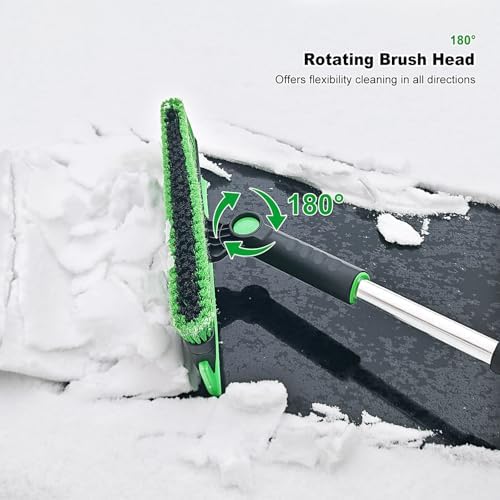 SEAAES 51 Inch Snow Brush and Snow Broom, Windshield Ice Scraper for Truck