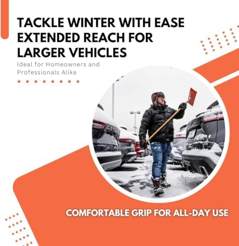 Snow Rake 18" Commercial Duty Snow Broom with 48" Wooden Finished Handle - Pack of 1