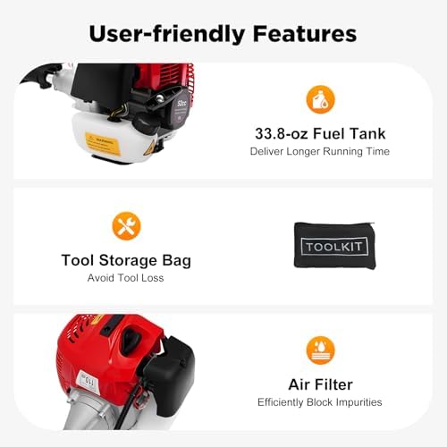52cc Gas Powered Leaf Blower & Power Sweeper for Yard Lawn Cleaning, 2-Stroke 2.3HP Handheld Backpack Blower Sweeper with 20-Inch Wide Brush, Snow Blower for Driveway Sidewalk Garden Debris Removal