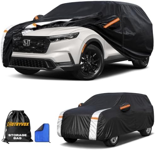 Honda CRV Car Cover 100% Waterproof All Weather, Gift with Towel, 10 Layers Car Cover Custom Fit 1995-2026 Honda CR-V, Outdoor Full Exterior Cover Rain Sun UV Protection with Door Zipper.