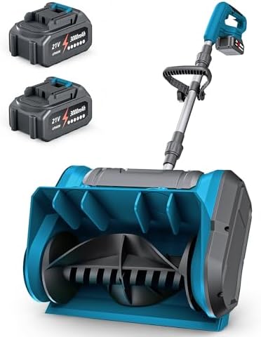 DEGGE Electric Cordless Snow Shovel, 2X 3.0Ah/ 21V/ 12-Inch Battery