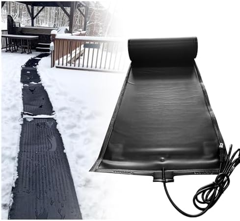 JOJOCY 10FT*14IN Snow Melting Mats, Outdoor Heated Mats Anti-Slip Winter Rubber Ice Melting Mat Electric Snow Removal for Stairs, Walkways, Backyards, Roof, Drainpipe