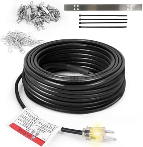 HEATIT HIRD 60 feet 5 Watts Per Foot Roof & Gutter Snow De-Icing Cable & Downspout Hanger