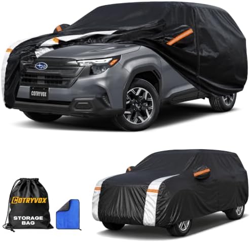 Subaru Forester Car Cover 100% Waterproof All Weather, Gift with Towel, Full Exterior SUV Car Cover Custom Fit 1997-2026 Subaru Forester, Outdoor Car Covers Rain Sun UV Protection with Door Zipper.