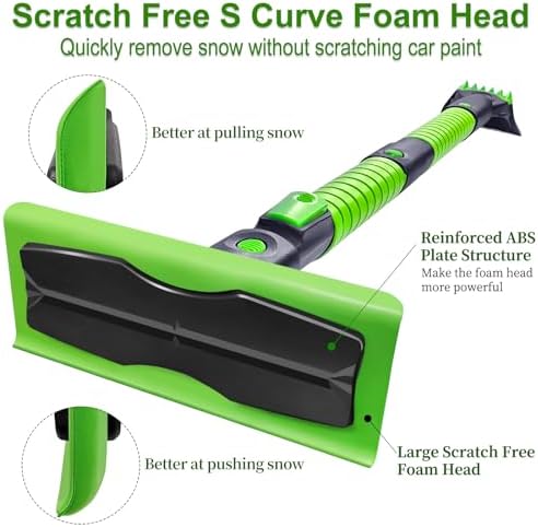 SEAAES 55 Inch Snow Broom and Ice Scraper for Truck SUV Windshield