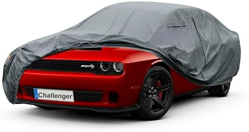 GUNHYI Premium Car Cover Custom Fit Dodge Challenger Hellcat (2008-2026), 16 Layers Heavy Duty Car Cover Waterproof All Weather with Zipper Door for Sun Rain Snow Dust Uv Protection