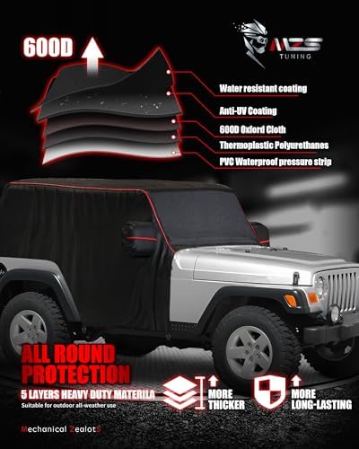MZS 600D Waterproof Outdoor Cab Cover for Wrangler TJ YJ 2 Door 1986-2006