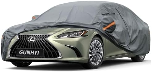 GUNHYI Premium Car Cover Custom Fit Lexus ES, 16 Layers Heavy Duty Car Cover Waterproof All Weather with Zipper Door for Sun Rain Snow Dust Uv Protection