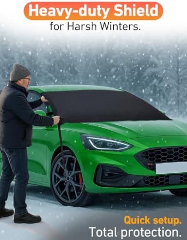 EcoNour Car Snow Cover Compatible for Ford Focus | Windshield Cover for Ice and Snow with S-Hook Straps | Heavy-Duty 600D Oxford Winter Car Cover, Waterproof & Anti-Slip