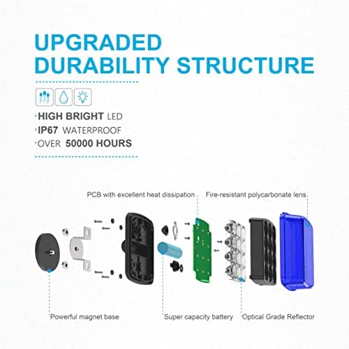 Agrieyes W02 Magnetic Flashing Lights, Wireless Strobe Lights, Blue