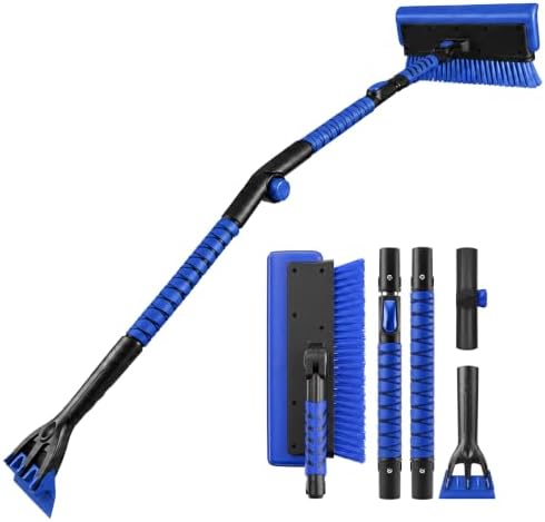 59" Extendable Snow Brush for Car with Ice Scrapers for Windshield