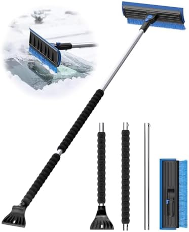 helloleiboo 55.7" Snow Brush and Ice Scrapers for Car Windshield, Blue