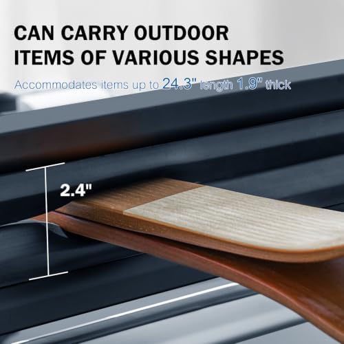 24.4 Inch Ski and Snowboard Rack for Car Roof, with TPV Rubber Padding and Lock, Fit 4 Pairs of Skis or 4 Snowboards, Fishing Pole Rod Rack for Car, Black 2027 New