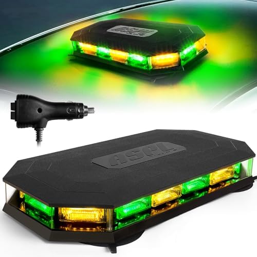 ASPL 16.5 Inch Roof Top Beacon Warning Strobe Light for Trucks Amber Green