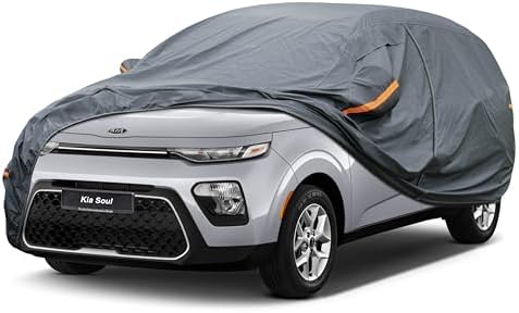 GUNHYI Premium Car Cover Custom Fit Kia Soul (2009-2026), 16 Layers Heavy Duty Car Cover Waterproof All Weather with Zipper Door for Sun Rain Snow Dust Uv Protection
