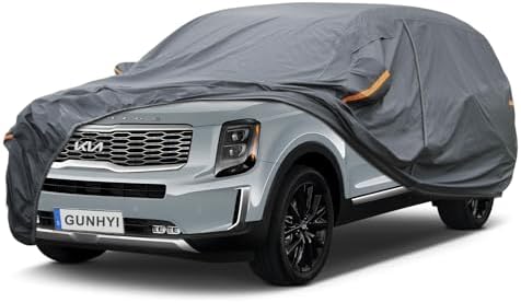 GUNHYI Premium Car Cover Custom Fit Kia Telluride, 16 Layers Heavy Duty Car Cover Waterproof All Weather with Zipper Door for Sun Rain Snow Dust Uv Protection