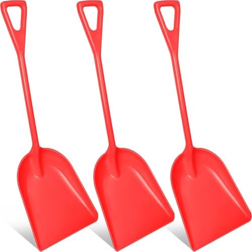 Frienda 3 Pcs Plastic Snow Shovel Large Scoop Shovel, Red